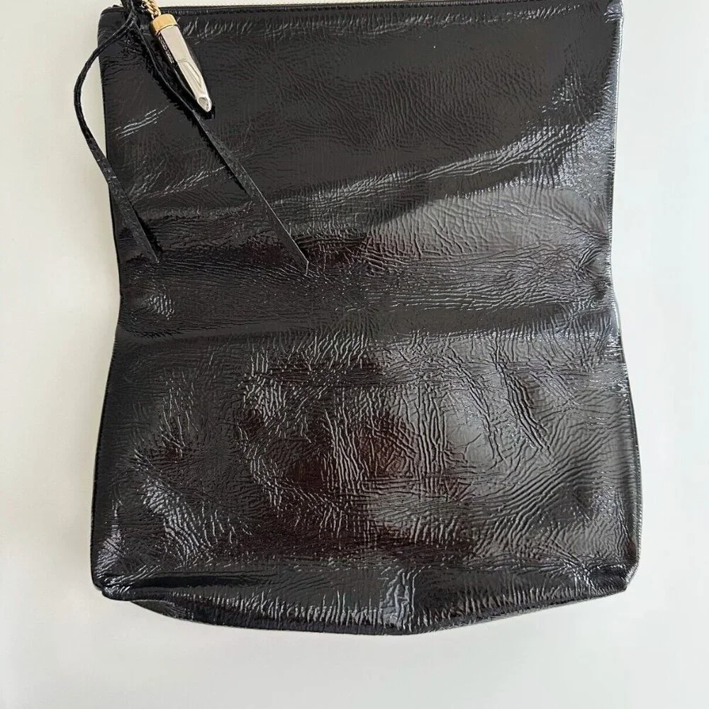 JIMMY CHOO Clutch Bag Black Leather Designer Studded Evening Handbag